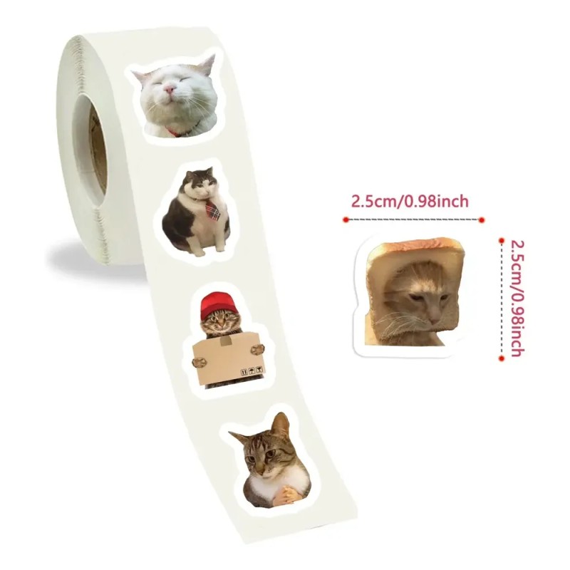500 Hojas/rollo De Pegatinas En Rollo Con Forma De Gato,
