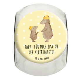 Mr. & Mrs. Panda Bonbonglas Bären mit Hut XL 2000ml - Geschenk, Vatertag, Sohn, Familie, Vorratsdose, Müslidose, Snackdose, Bruder, Papa, Vorbild,