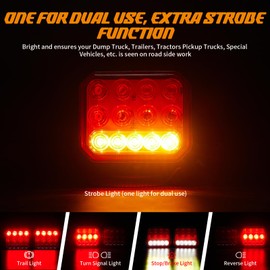 inhtgeas Wireless Trailer Lights Magnetic - Dual Function Magnetic Tow Light with Strobe Lights Reverse Light 2-IN-1 Towing Lights Kit for Trucks, Boat, RV, Vehicle, Caravan