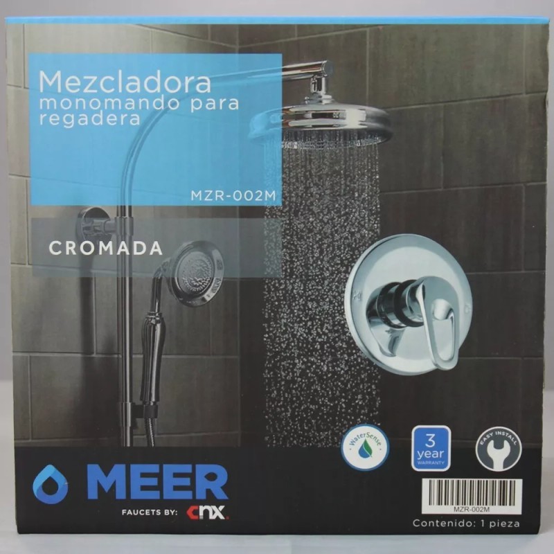 Meer Mezcladora Monomando Redonda Cromada Para Regadera