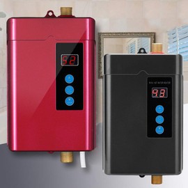 Tankless Water Heater Electric 3KW, Hot Water Heater Digital Temperature Display for Residential Whole House Shower (RED)