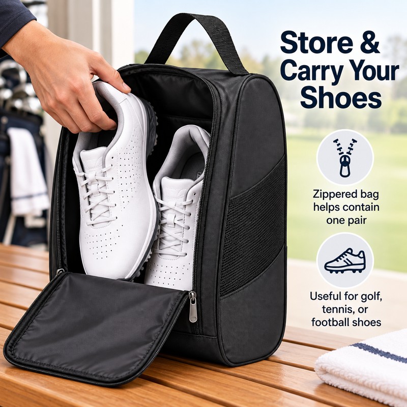 Portable Golf Shoe Bag – Breathable Oxford Cloth Carrier for