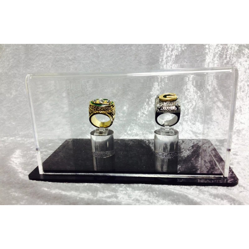 Double Championship Ring Display Case - 2 Ring Display Case