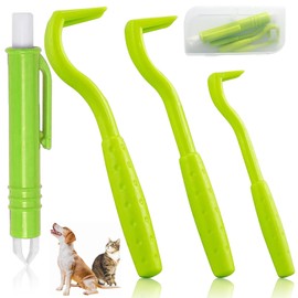 SiHuiTu 3 Pieces of Tick Remover Tools for Dogs, Painlessly Tick Removal Tool, Multifunctional Tick Remover Kit for Dog Cats Rabbits, Ideal Tick Hooks for Pet Shop Including Storage Box (Green)