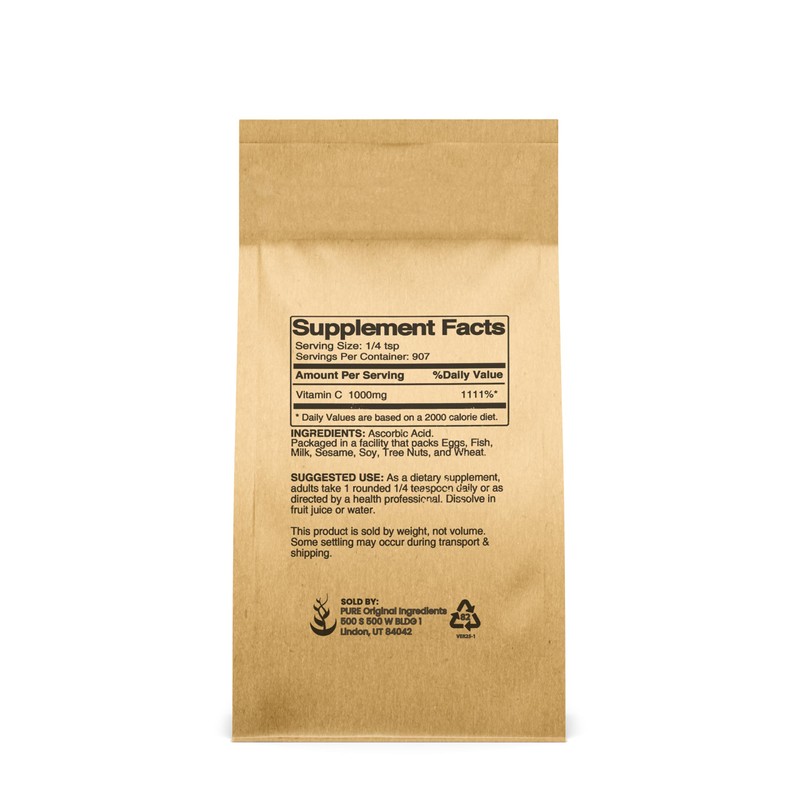 PURE ORIGINAL INGREDIENTS Vitamin C Powder (2 lb) Ascorbic Acid,