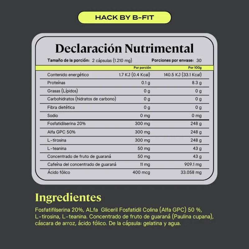B-fit Hack Suplemento De 60 Capsulas 30 Porciones