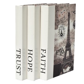 DECOR4SEASON Decorative Book Boxes Set of 3, Contemporary Faux PU Leather and Wooden Storage Boxes for Home Decor, Coffee Table and Bookshelf Decor