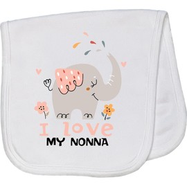 inktastic Cute Elephant Love My Nonna Gift for Grandkids Grandbaby Baby Burp Cloth White 45158