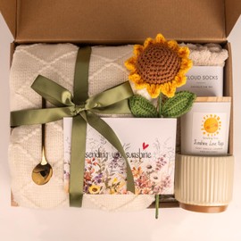 Anforsun Sending Sunshine Sunflower, Thinking of You Care Package Unique Gift Baskets for Women, Best Friend Birthday and Get Well Soon