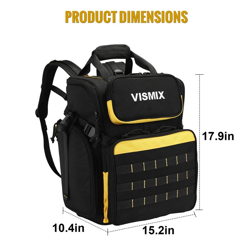 VISMIX Tool Backpack, Large Tool Bag Backpack for Men Heavy