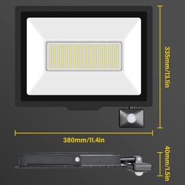 Willpower 200W LED Floodlight with Motion Sensor,20000LM Outdoor Security Lights Outside Lamp 4000K Warm White Spot Light Exterior Lighting for Yard Backyard House Court Stadium Parking,IP66 85V-140V