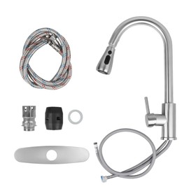 Kitchen Faucets Brushed Nickel Pull Out Kitchen Sink Water Tap Deck Mounted Mixer Stream Sprayer Head Hot Cold Taps