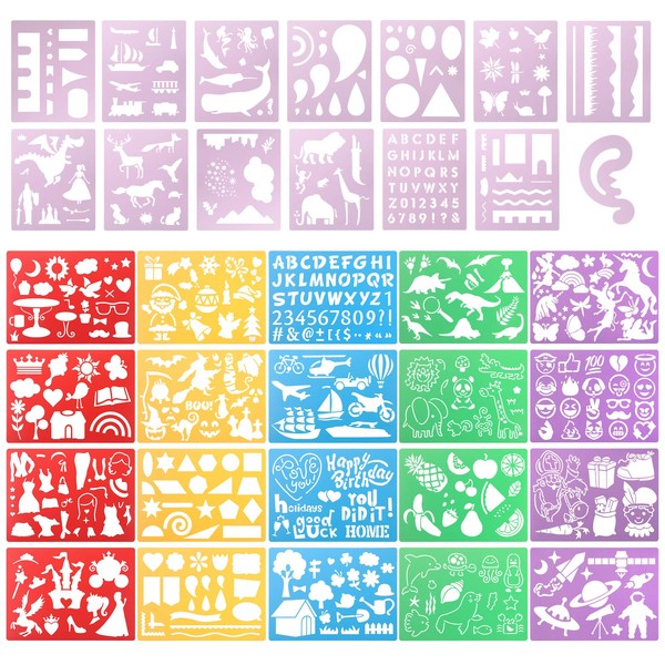 Jucoan 34 PCS Drawing Stencils Set for Kids, Over 500