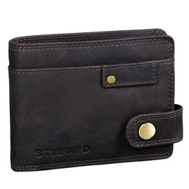 STILORD Finley' Men's RFID and NFC Protection Leather Wallet with Popper Privacy Cross Section, Dark - Brown, coin purse