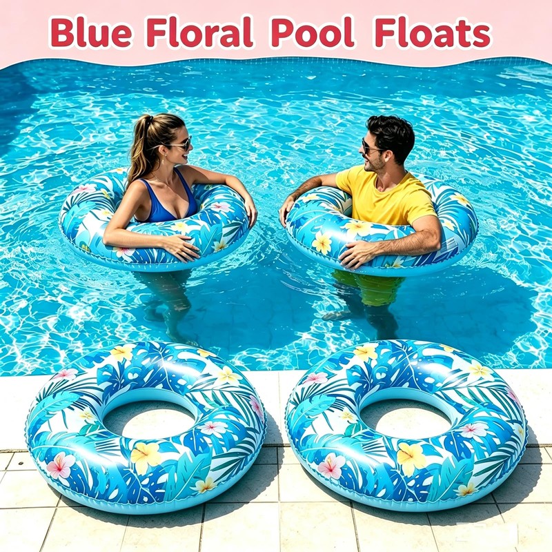 4 pcs Large Luau Pool Floats Inflatable Floaties Rings for