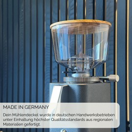 KRONENSCHLUSS Barista - Made in Germany Mill Lid | ECM | for 500g Bean Container | Walnut Wood