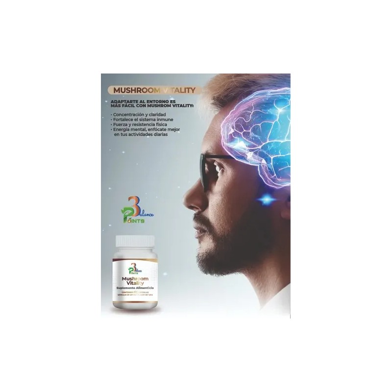 Mushroom Vitality 60cap 3balancepoints Energíaconcentración