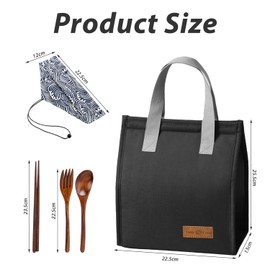 WUFGWBD 1 Minimalist Lunch Bag, 1 Set of Cutlery, Lunch Bag, Cool Bag Lunch Box, Insulated Lunch Bag, Lunch Bag for Adults, Lunch Box Bag, Cooler Bag