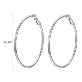 JOLCHIF 50 mm Large 925 Silver Plated Huggie Hoop Earrings for Women Folding Hoop Earrings Hanging Fashion Jewellery, Stainless Steel, No Gemstone