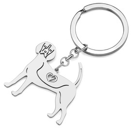 YAYAKO Stainless Steel Cute Beagle Dog Keychain Animal Keyring Car Key Accessories Purse Charms Gifts for Women Girls (Silver Plated Beagle Keychain)