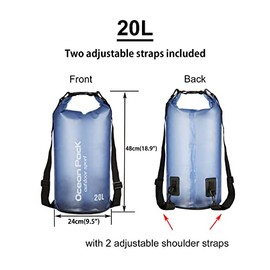 Bolsa seca impermeable, 10 L/20 L, impermeable, bolsa seca para kayak, barco, natación, fow, mujeres y hombres (azul-20 L)