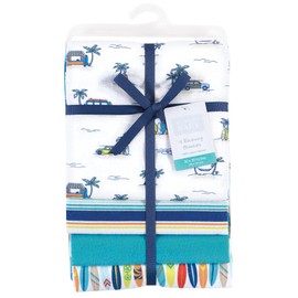 Hudson Baby Unisex Baby Cotton Flannel Receiving Blankets, Surfer Dude, One Size