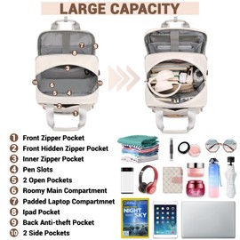 Travel Backpack for Women,15.6 Inch Laptop Work Business Flight Approved Backpacks with USB Port, Large Water-Resistant Computer Back Pack Anti-theft Nurse Teacher Bag College School Bookbag