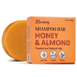 Boostedy Honey & Almond Shampoo Bar - Sulfate-Free, Moisturizing & Nourishing, Natural, Clean Vegan, Suitable for All Hair Types - 3.2oz (90 g)