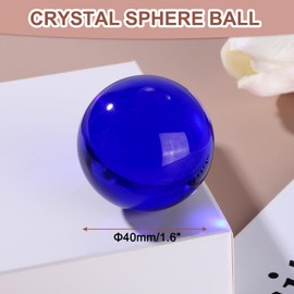 sourcing map 40mm/1.6" Crystal Sphere Ball Glass Solid Decorative Sphere Crystal Ball Prop Ornament for Feng Shui Divination Fortune Telling Tabletop Fountain Decoration, Dark Blue