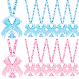 Tondiamo 60 Pcs Angel Baby Shower Pacifiers Necklace Acrylic Baby Pacifiers Party Favors Pacifiers Charm for Guests Baby Shower Party Table Scatter Supplies(Pink and Blue)