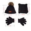 MAILEKT 3-in-1 Children's Winter Hat Scarf Gloves Set, black