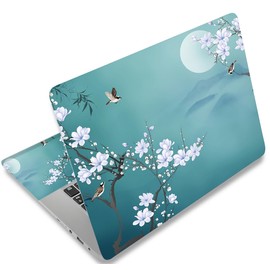 Mibbxea 15-15,6 Zoll Laptop Skin Sticker, Wiederverwendbare Vinyl Aufkleber für 13 13,3 14 15,4 Zoll Laptops & Netbooks, Dekorative, Kratzfest, Staubdicht, Wasserdicht (020 Vögel und weiße Blumen)