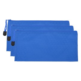 PATIKIL Waterproof Zipper File Bags, 3 Pack A6 Document Holders Pencil Pouch for Office, Blue