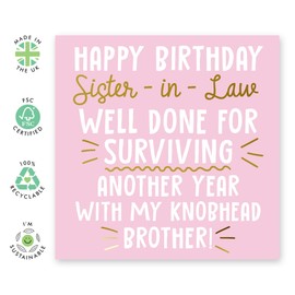 Central 23 - Funny Birthday Card for Her - 'Happy Birthday Sister-In-Law' - Happy Birthday Card - Sister-in-law Birthday Card - Cheeky Greeting Card for Her - Comes with Fun Stickers