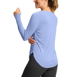 Soothfeel Women's Sun Shirts UPF 50+ UV Protection Lightweight Quick Dry SPF Long Sleeve Workout Hiking Tops Outdoor Clothing, Snow Blue, S