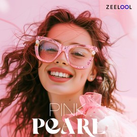 Zeelool Stylish Cat Eye Pearl Glasses Frame for Women with Non-prescription Clear Lens ZJGX957054-04 Pink