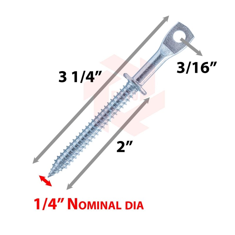 3.25" Eye Lag Self Tapping Sharp Point Dura-Screws Zinc (Qty