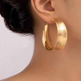 Thick Gold Hoop Earrings for Women Trendy Brushed Gold Filled Hoop Earrings Big Chunky Huggie Hoops Earrings Dainty Gold Jewelry Gift for Girls