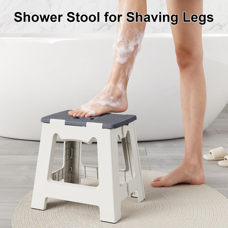 Foldable Shower Stool for Shaving Legs, Plastic Foot Rest Stools