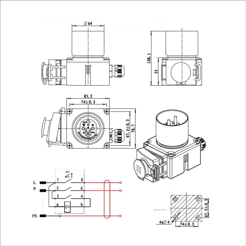 Buze Original KEDU KOA7 Switch 230 V Emergency Stop Flap,