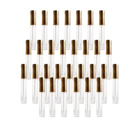 30 tubos vacíos de brillo de labios de 10 ml, contenedor de bálsamo labial recargable para maquillaje de bricolaje como muestras de labios, bálsamo labial casero (dorado)