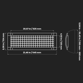 Repa Market 21" x 5" Inch Air Grille for Round Spiral Ducts - Adjustable Double Louvre Blade - Galvanized Ventilation Cover - Side Fit Round Surface Canal Ducting from 9.84" to 35.43" Inches