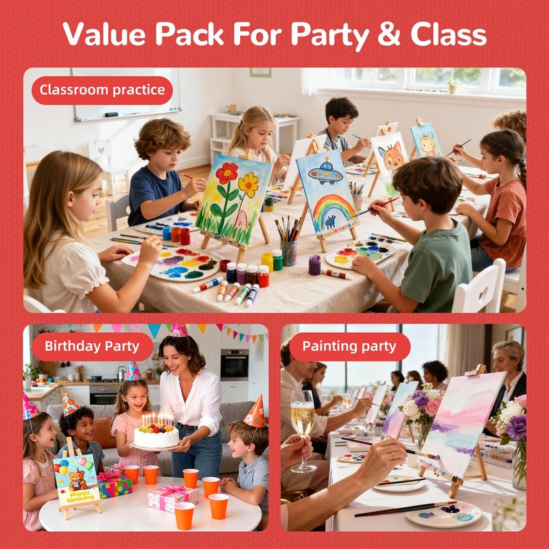 BAKEYBA 100 Pack 5x7 Inch Small Canvas Boards for Kids