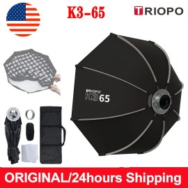 For Universal US TRIOPO K3-65 65cm Studio Flash LED Light Quick-Setup Octagon Softbox + Grid