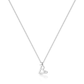 Yimofy Initial Necklace for Women Silver Plated Stainless Steel Women's Dainty Letter Necklace Tiny A-Z Initial Pendant Choker Necklace B