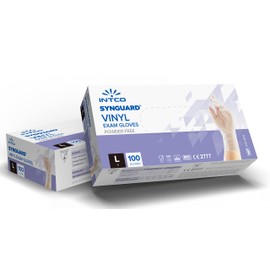 R MOVE 100 Stück Vinyl Handschuhe Einweghandschuhe puderfrei, latexfrei, hypoallergen, CE-zertifiziert, transparent, entspricht EN455 und EN374 (100 Handschuhe Größ L)