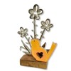 Wooden and Metal Bird Orange with Flowers 14 x 23