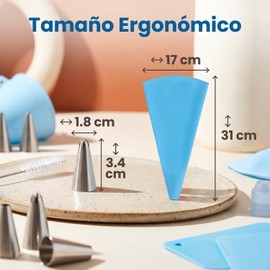 Kits de 34 Piezas de Boquillas para Manga Pastelera,Boquillas para MangaStainless,duyas pasteleras,Utensilios de Repostería,Con 24 Boquillas,2 Manga Pastelera Reutilizable