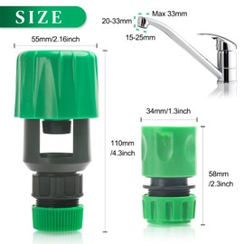 2 Pack Kitchen Tap Hose Connector, Mixer Tap Hose Connector, Universal Hose Pipe Connector to Tap, Hose Adapter for Kitchen and Garden Tap, Hose Pipe Tap Attachment with Leak Proof Tape