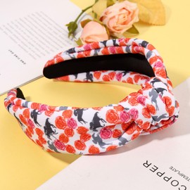 PHALIN Derby Headband for Women - Horseshoe Riding Suit, Floral Knotted Red Rose Headband, Horse Race Day Party Favors and Hair Accessories